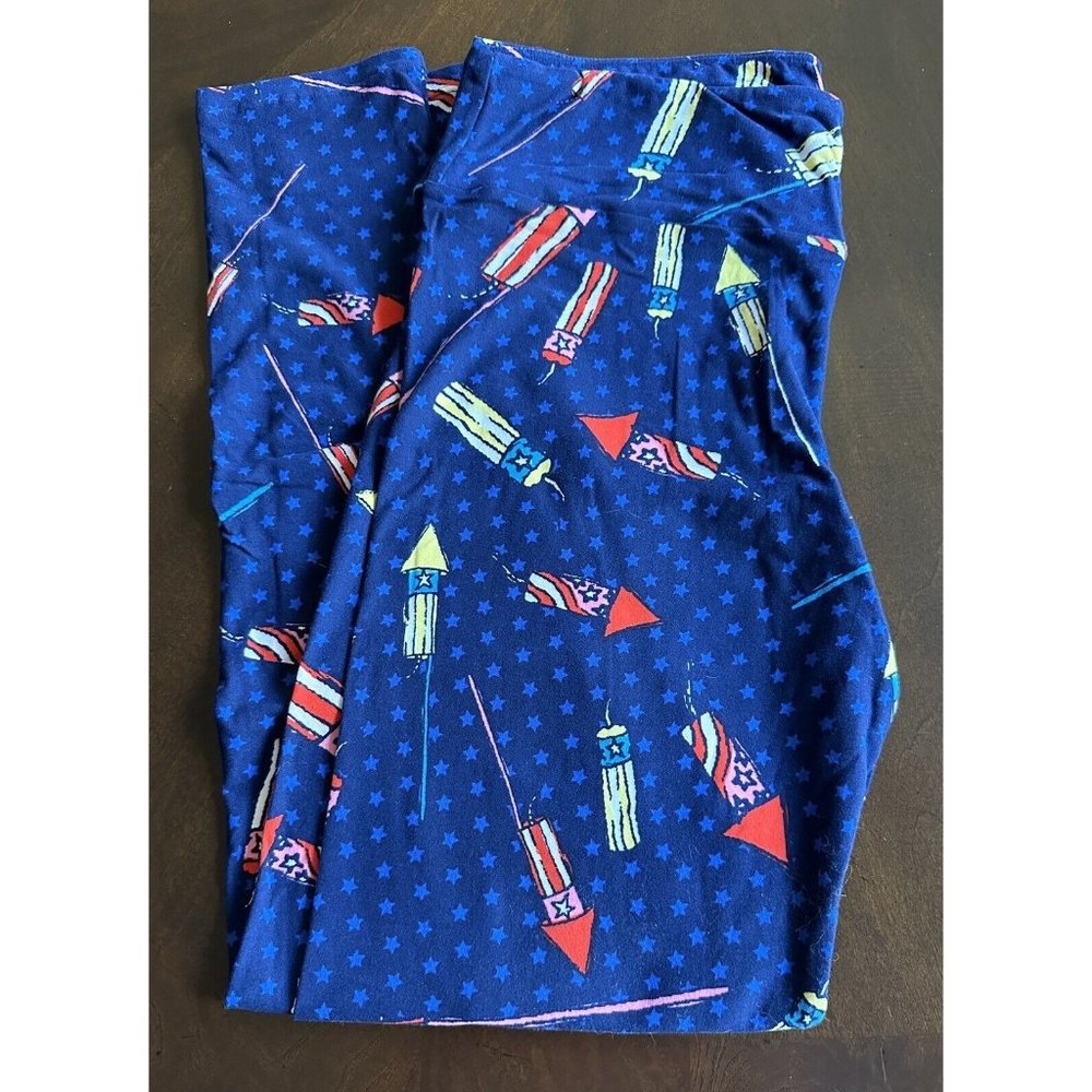 New‎ Lularoe TC Blue Star Fireworks Leggings, Tall & Curvy, 4th of July USA
